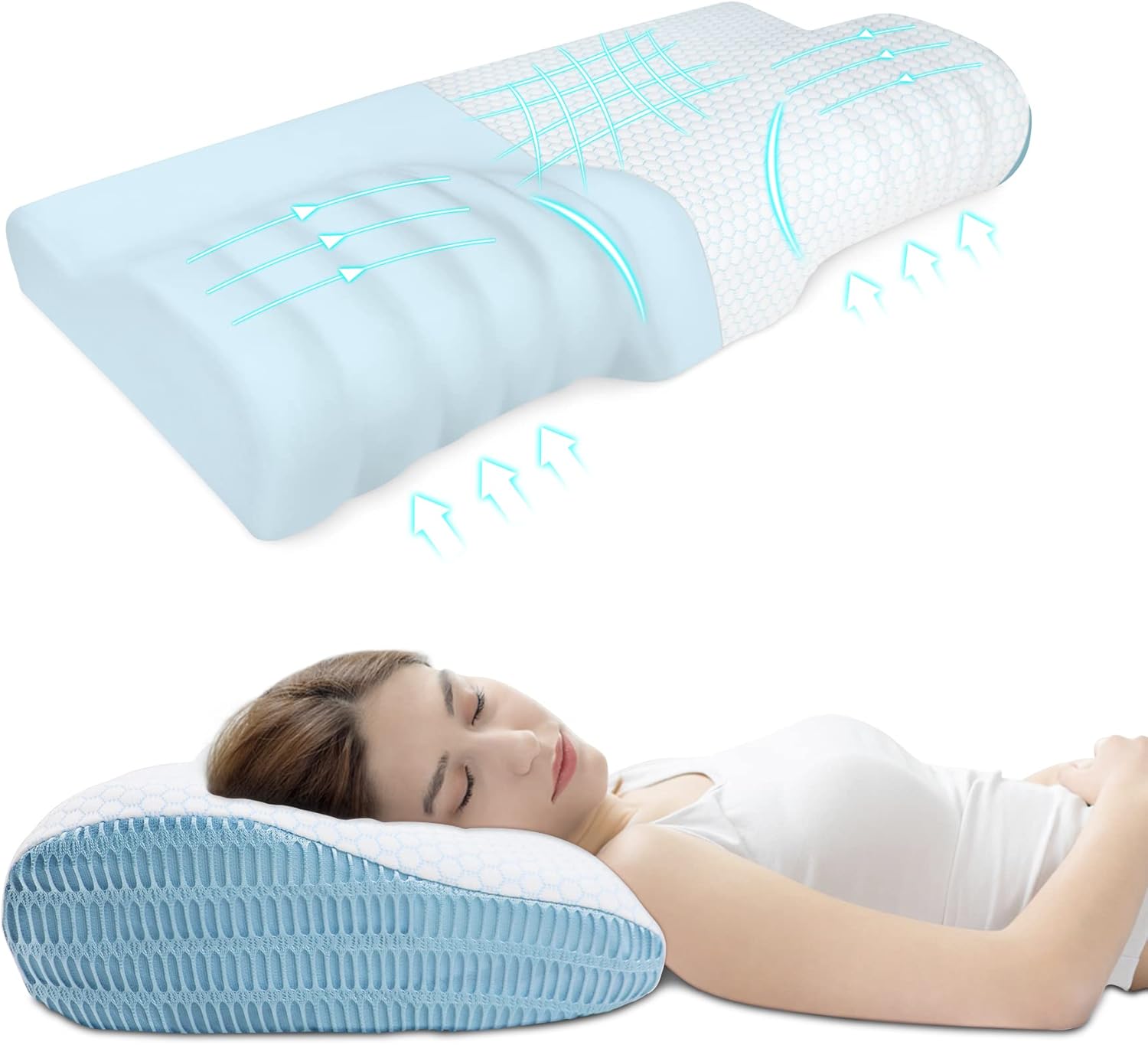 Memory Foam Pillow, Ergonomic Cervical Pillow for Neck Pain with Neck