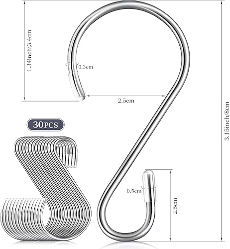 Miniatura 2 de 100 ganchos de acero inoxidable en forma de S de 3.15 pulgadas, ganchos de metal para colgar, ganchos de cortina para ollas, sartenes, tazas,