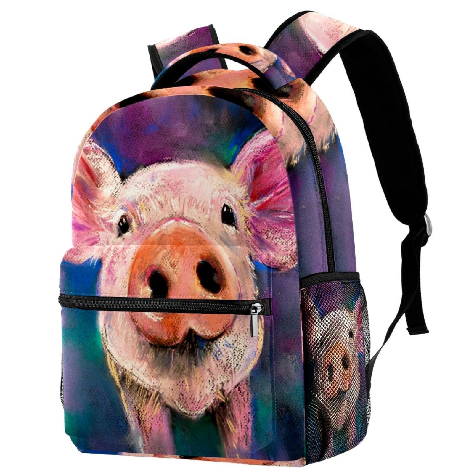 Sac à dos d'école portrait de cochon, cadeau original - 7