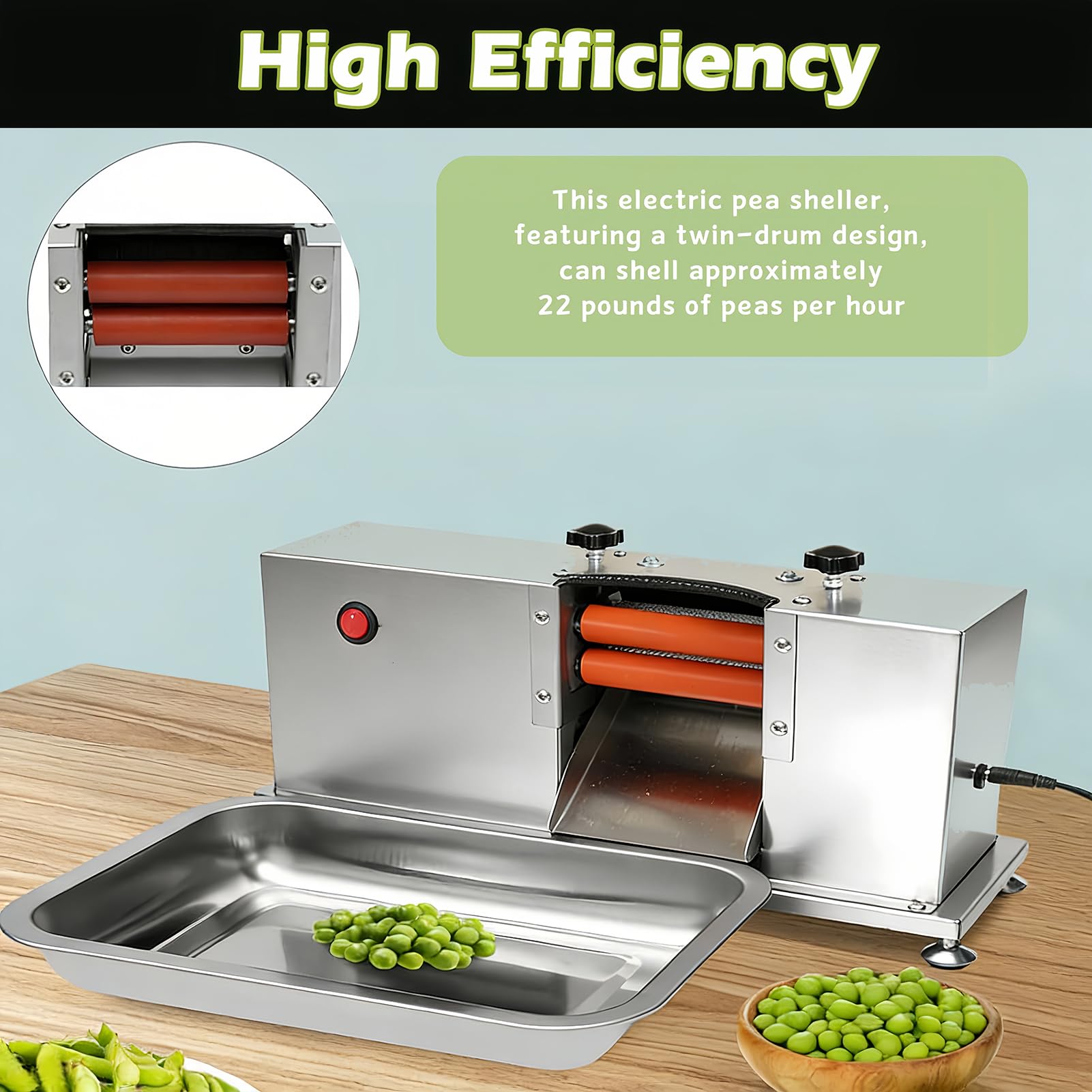 Sbucciatore elettrico per piselli, pelapatate semiautomatico, in acciaio inox, per uso commerciale e domestico