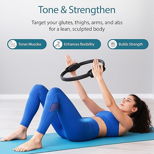 Miniatura 2 de El equipo de ejercicio de anillo de pilates añade variedad y fuerza a tu entrenamiento de pilates en casa. El equipo de fitness incluye guía de