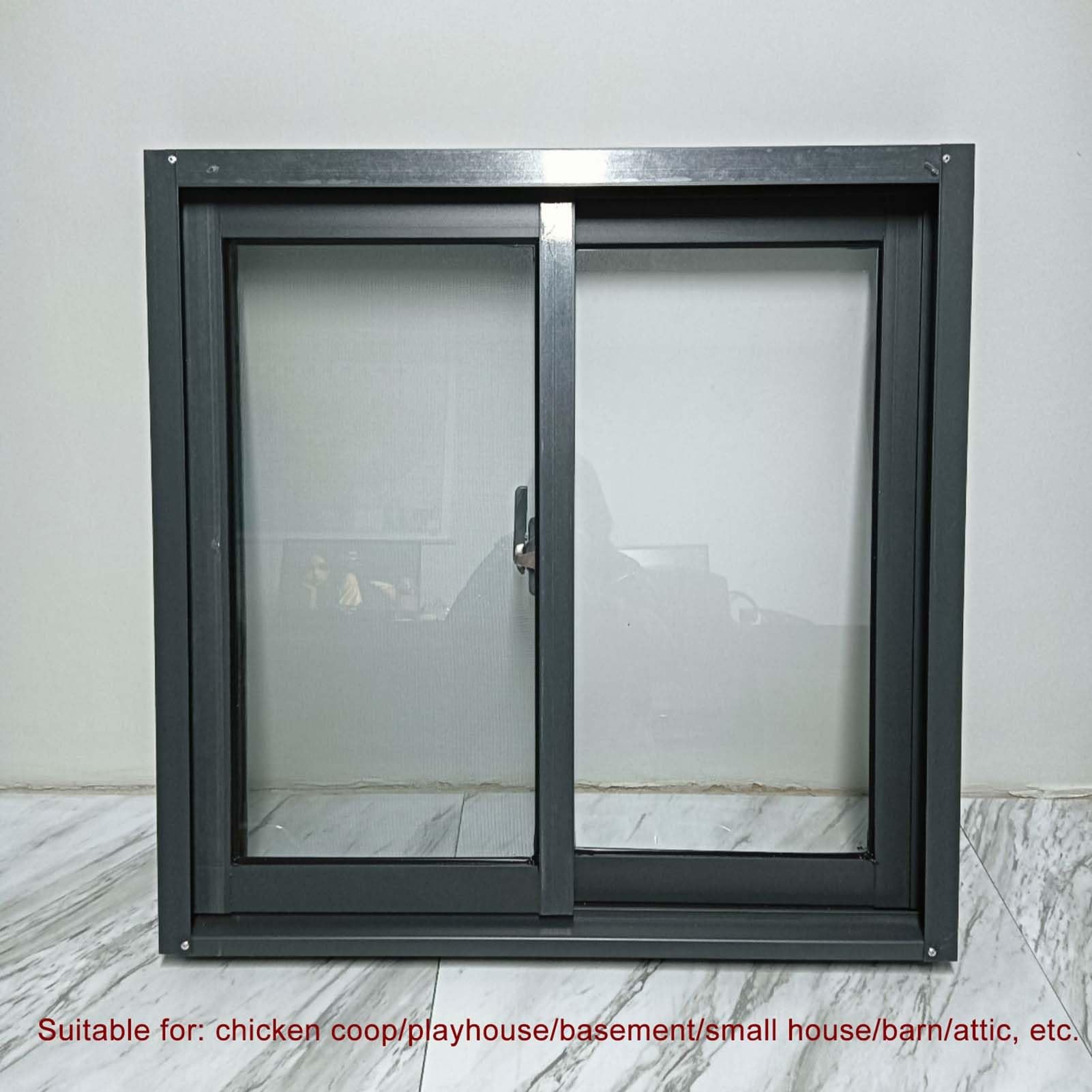 Generico Finestre for Case mobili, finestre for capannoni Singole in Alluminio, con zanzariere, finestre scorrevoli Orizzontali Trasparenti con Vetro for Garage, Casette da Gioco(40x60cm)
