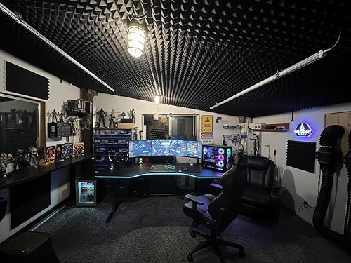 Miniatura 2 de Foneso Paquete de 12 paneles de espuma acústica, paneles de espuma a prueba de sonido de alta densidad de 12 x 12 x 2 pulgadas para paredes, paneles