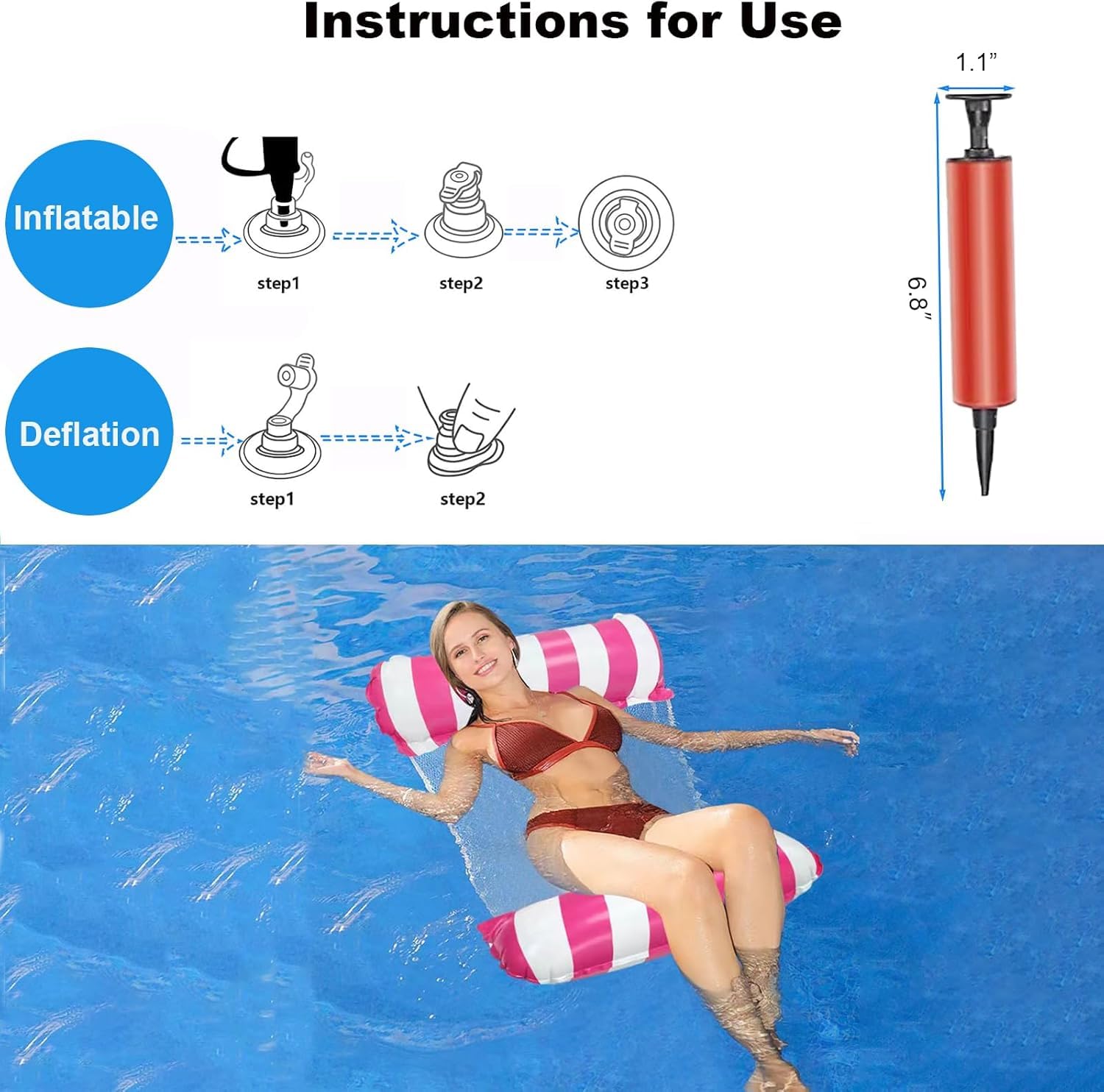 2 Pack Pool Inflatables for Adults 4-in-1 Inflatable Pool Floats Hammock with 2 Inflatable Drink Holders,Water Hammock for Swimming Pools Portable Swimming Pool Lounger - Image 4