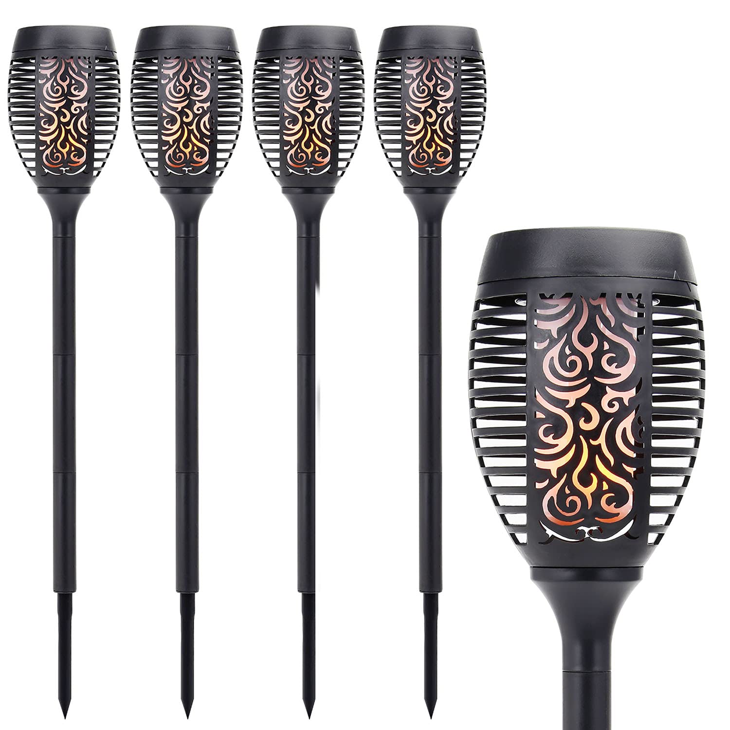 Solalite® 4 Pack 51 LED Solar Torch Light Dancing Flickering Flame Effect Stake Light Waterproof Outdoor Garden Landscape Path Lamp