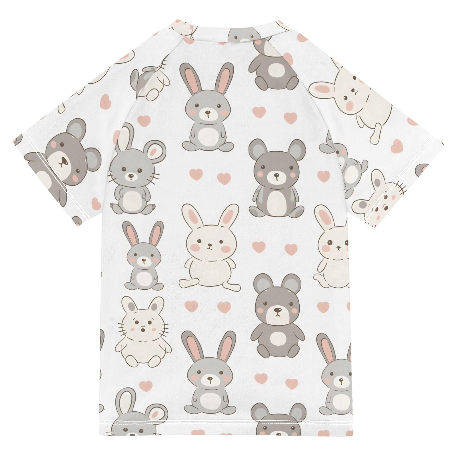 Boys Rash Guard Short Sleeve Swim Shirts for Boys Rabbit Line Sun Protection 7-8T