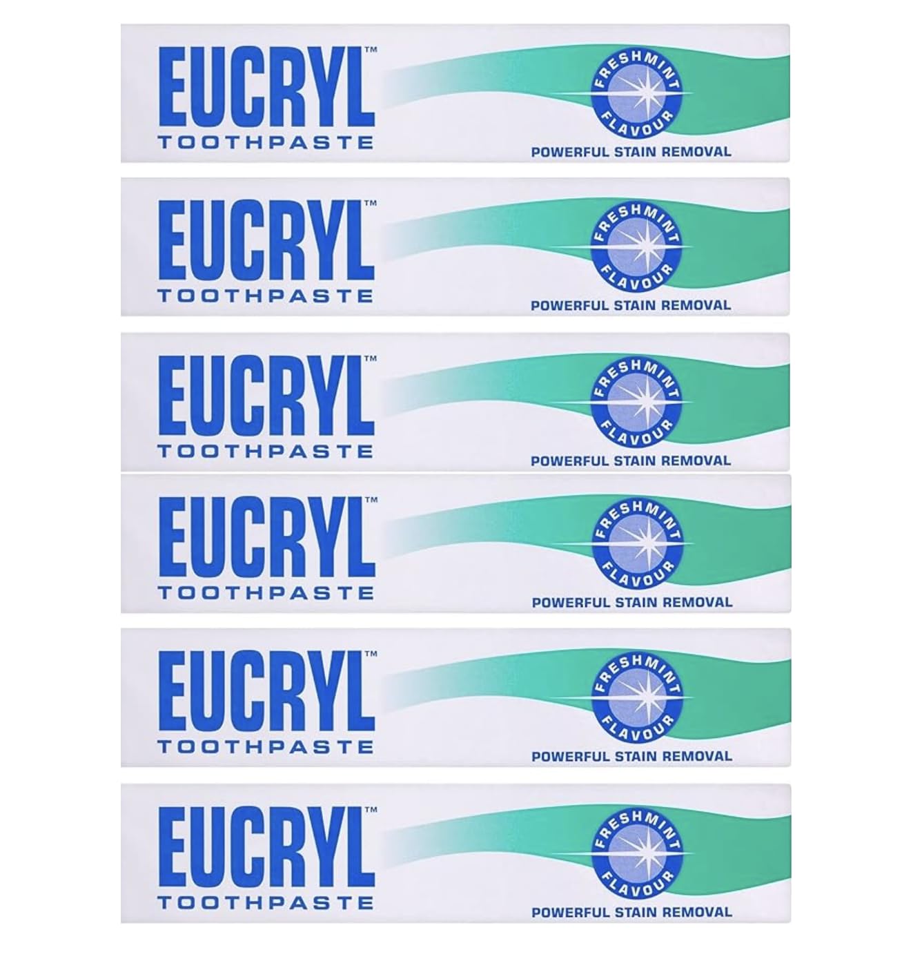 EUCRYL SMOKERS TOOTHPASTE FRESHMINT 50ML POWERFUL STAIN REMOVAL (PACK OF 6)