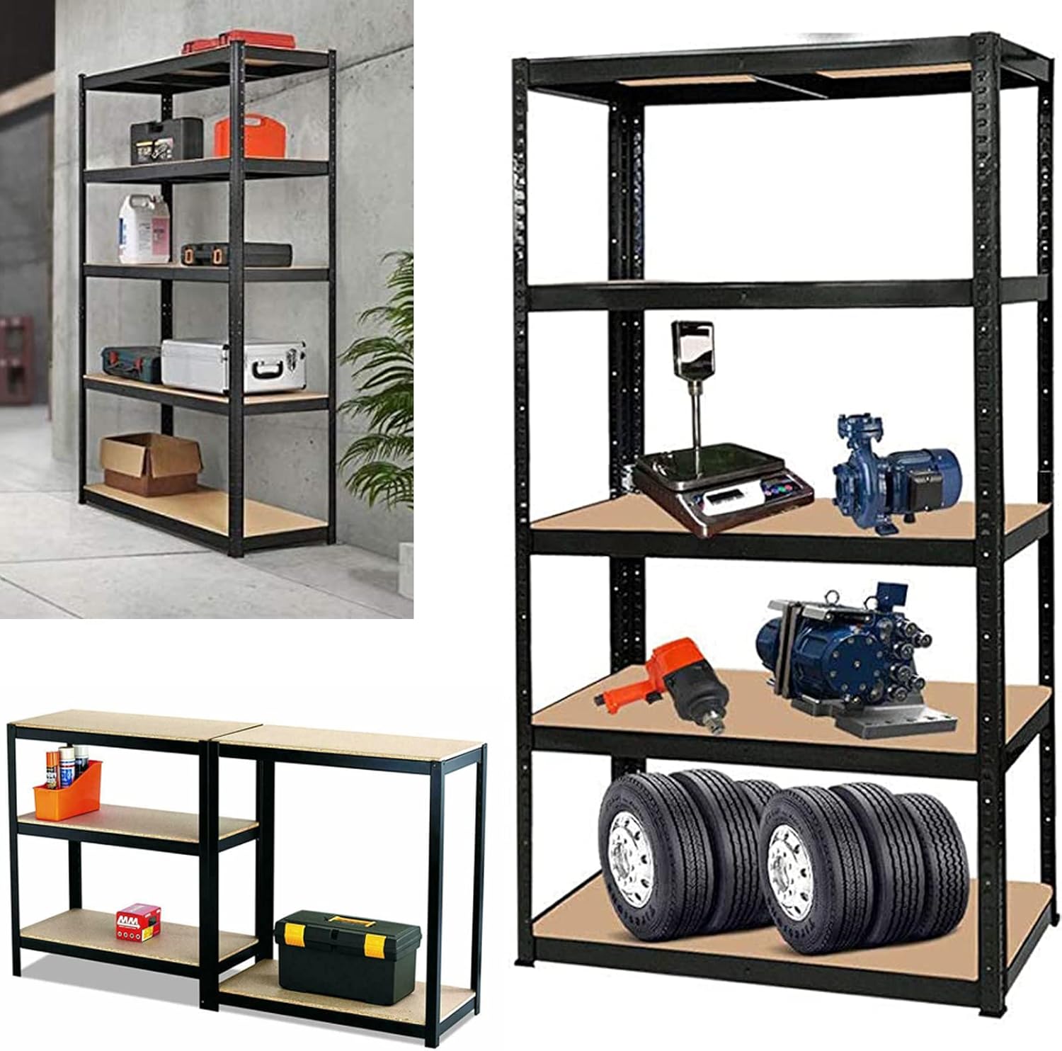 Garage Storage Shelves, 5Tier Adjustable Metal Shelves for