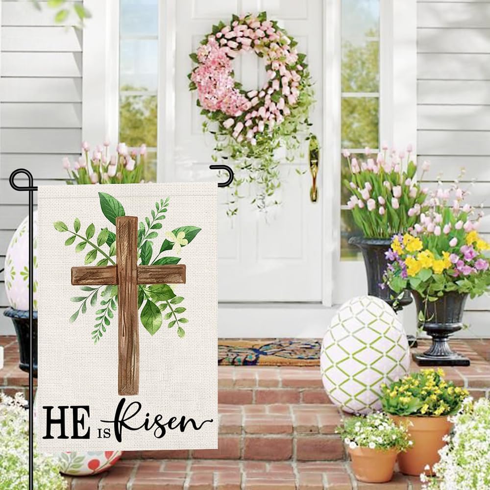 He is Risen Garden Flag 12x18 Inch Double Sided Outside, Easter Christian Religious Sign Burlap Small Flags Yard Outdoor Decoration DF695 - Image 2