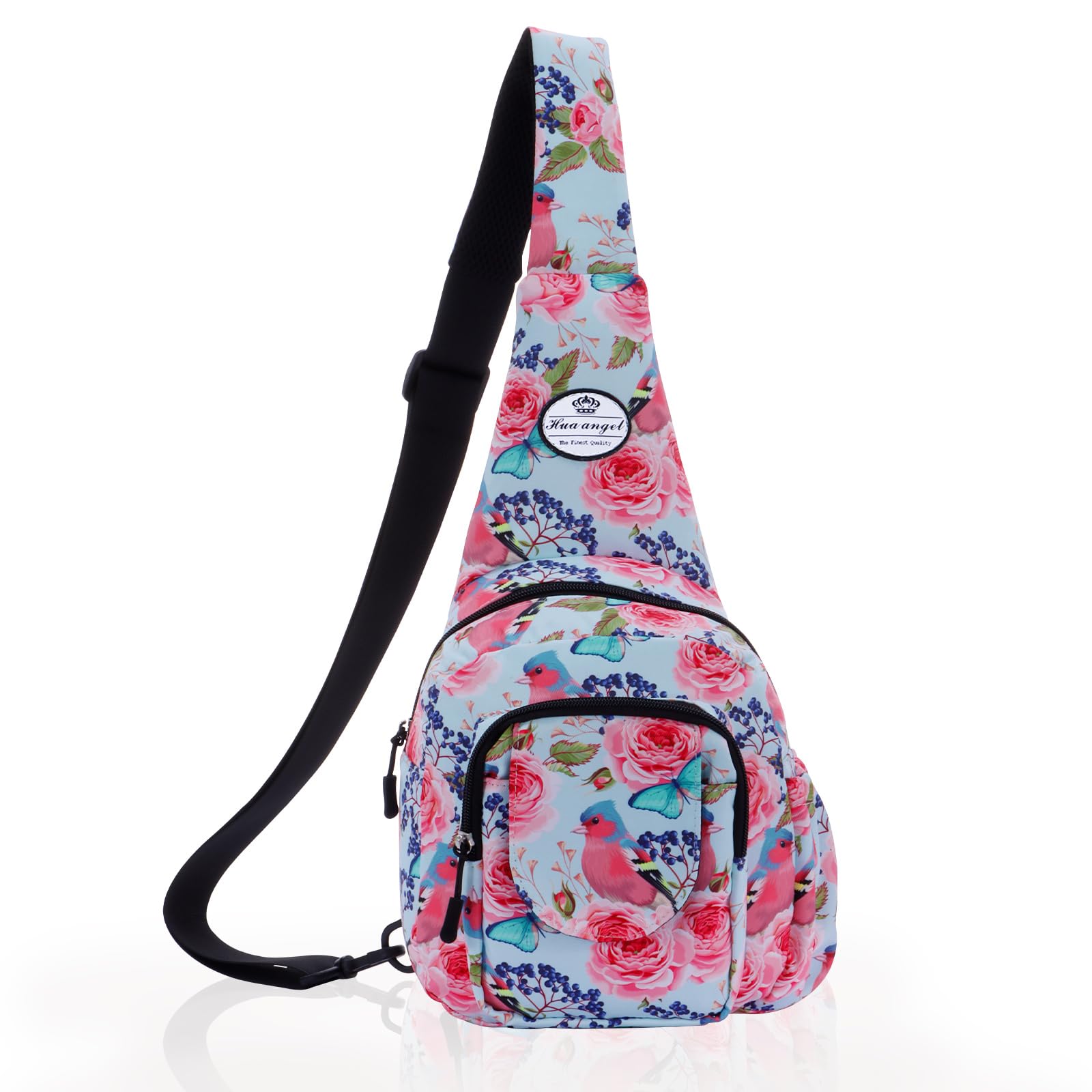 HUA ANGEL Floral Sling Bag, Small Lightweight Crossbody Shoulder Chest Bag for Men & Women Compact Travel Hiking Mini Daypack