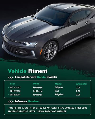 Miniatura 7 de SCITOO Alternador 9764219-124 apto para Honda Pilot 2012 2013 2014 2015 para Honda Odyssey 2011 2012 2013