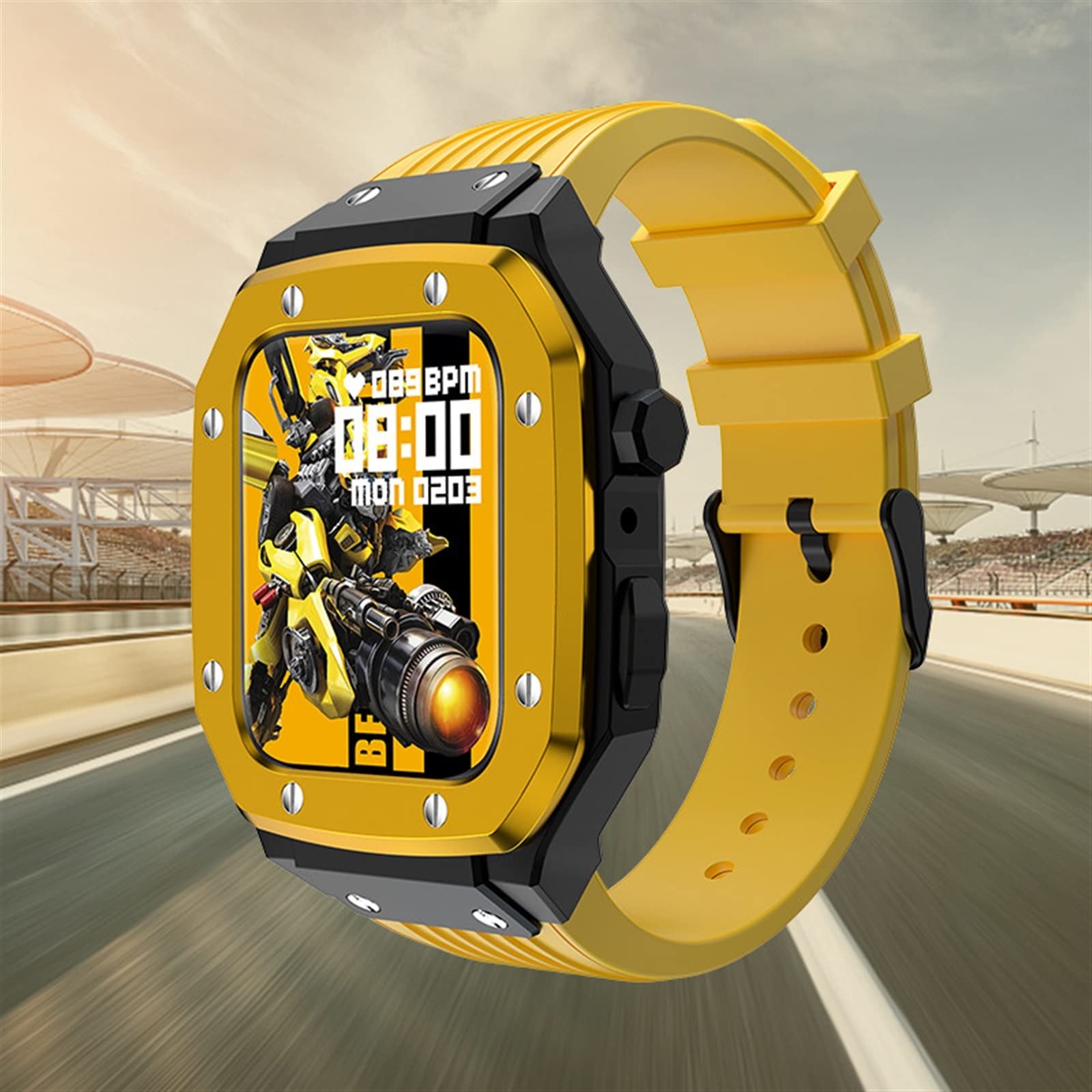 EZZON Etui do Apple Watch Band 7 6 5 4 SE metalowa ramka silikonowy pasek do iWatch serii 42 mm 44 mm 45 mm modyfikacja zestaw modowy