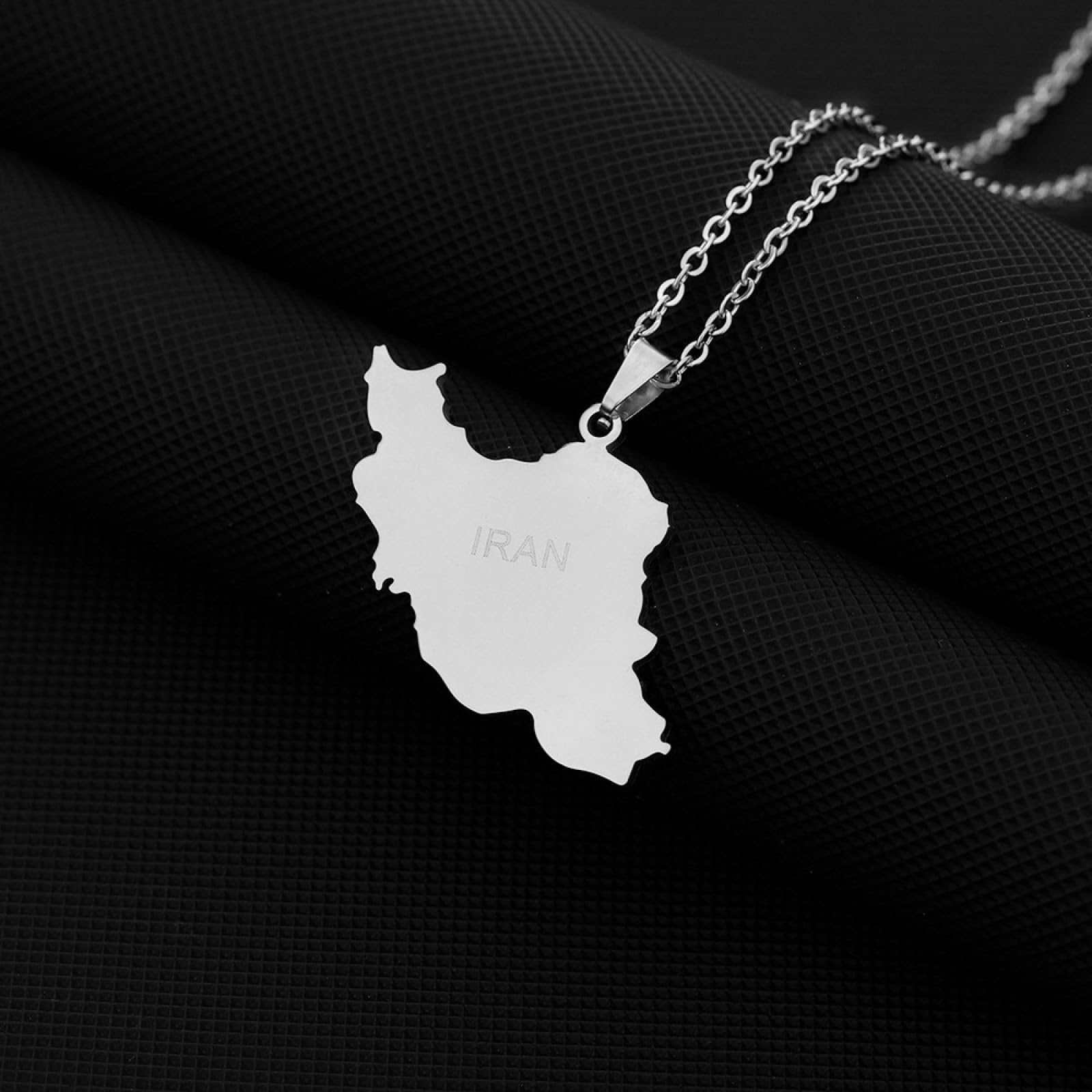 Collier Pendentif Carte De L’Iran – Bijou Ethnique Iranien, Contour Géographique + Drapeau, Style Hip-Hop Tendance Unisexe