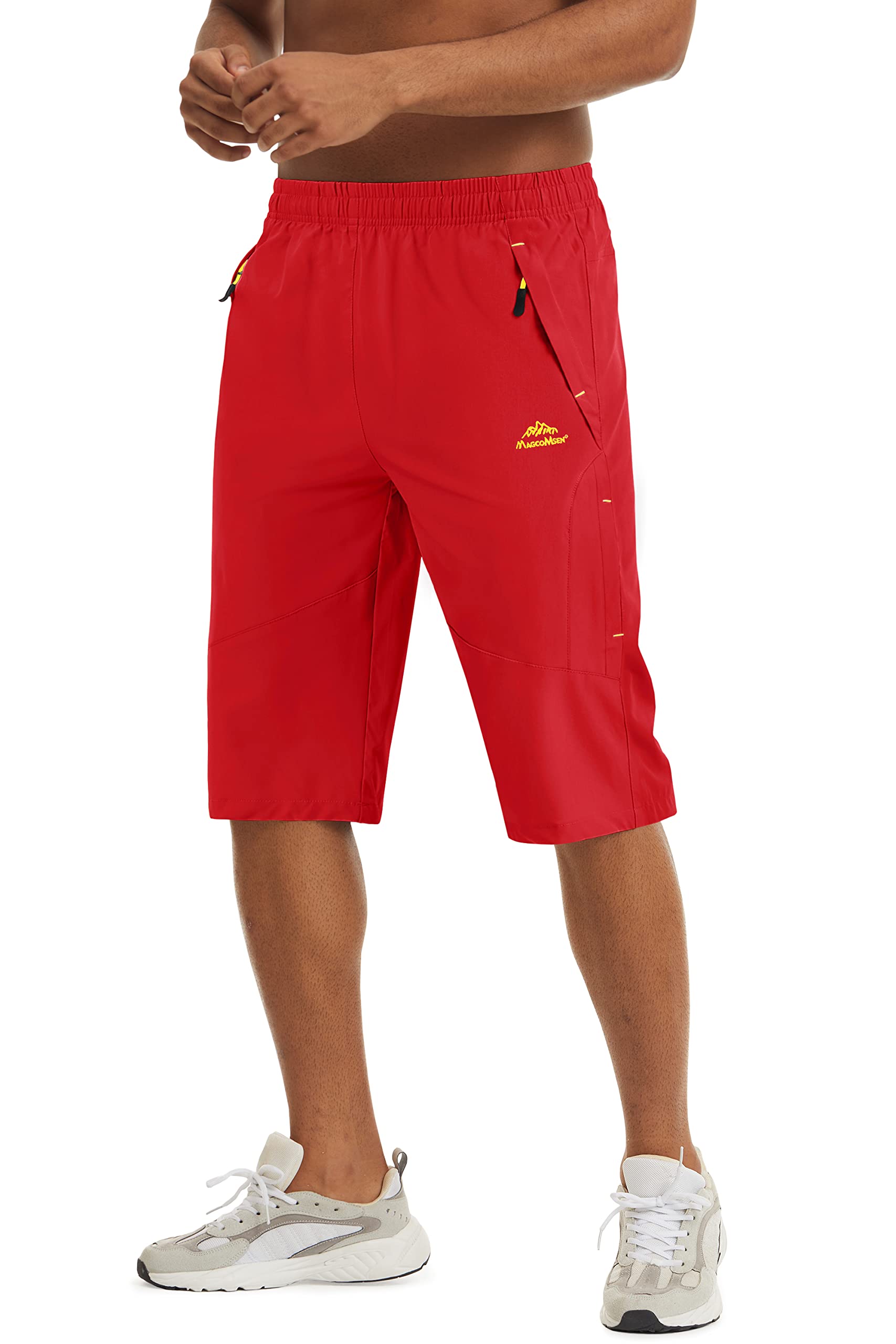 MAGCOMSEN Szybkoschnące męskie spodenki outdoorowe 3/4 z regulowanym sznurkiem do ściągania