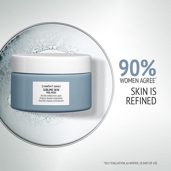 Comfort Zone - Sublime Skin Peel Pads for Face (28 Pads), Double Exfoliation for Brighter Complexion, Anti Aging, Vegan, White