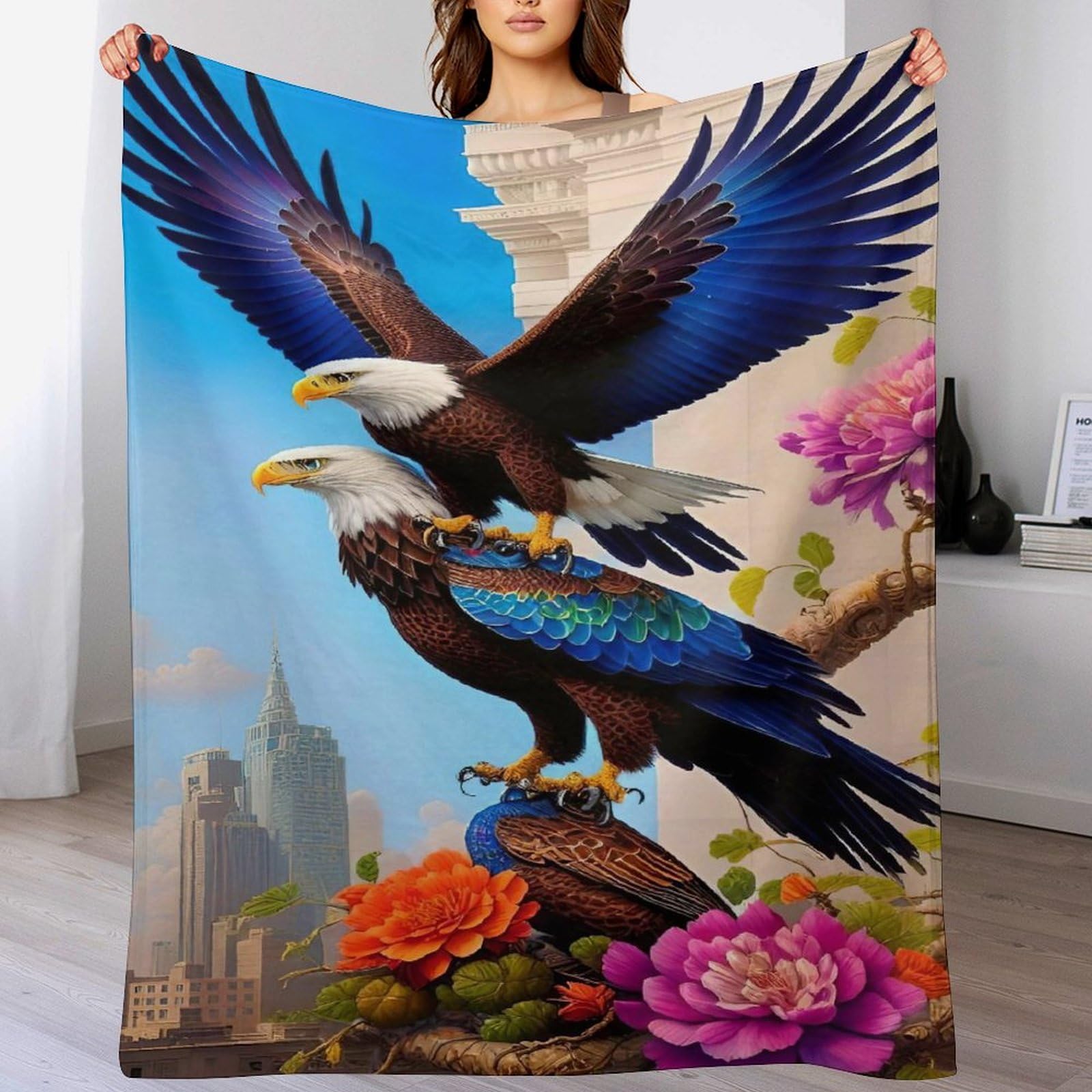 Couverture aigle jeté de lit couverture polaire de canapé peluche flannel