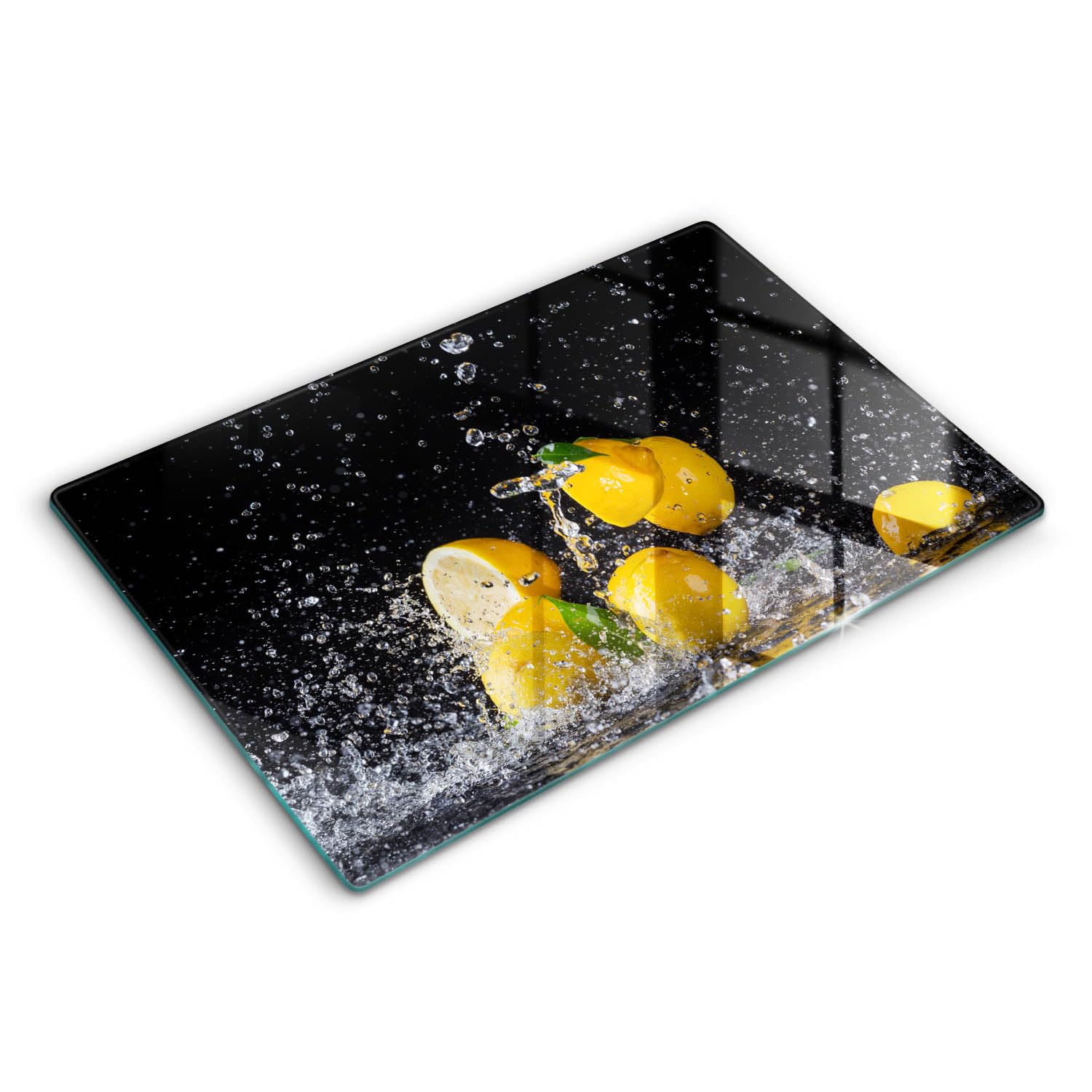 Plaque d'induction protection 80x52cm en verre Wallfluent - Motif fruit de citron juteux
