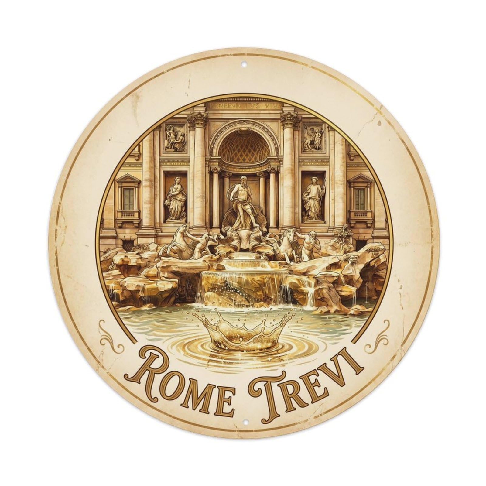 Rome Italy Trevi Landmark Travel Classic Metal Tin Sign