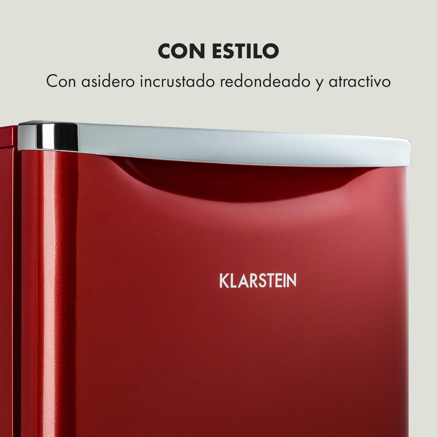 KLARSTEIN Yummy Refrigerador con compartimento congelador,R600a, 42 dB, 1 x estante de rejilla, incluye bandeja de goteo, 90 L, compartimento congelador: 8 litros, refrigerador: 90 L, rojo