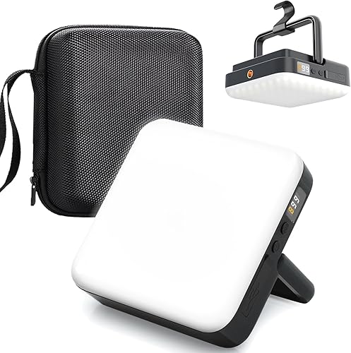 Linterna de campamento de 13500 mAh, 4000 lm brillante con 4 modos de luz y magnética, luz LED recargable, cargador de energía, pantalla de energía,