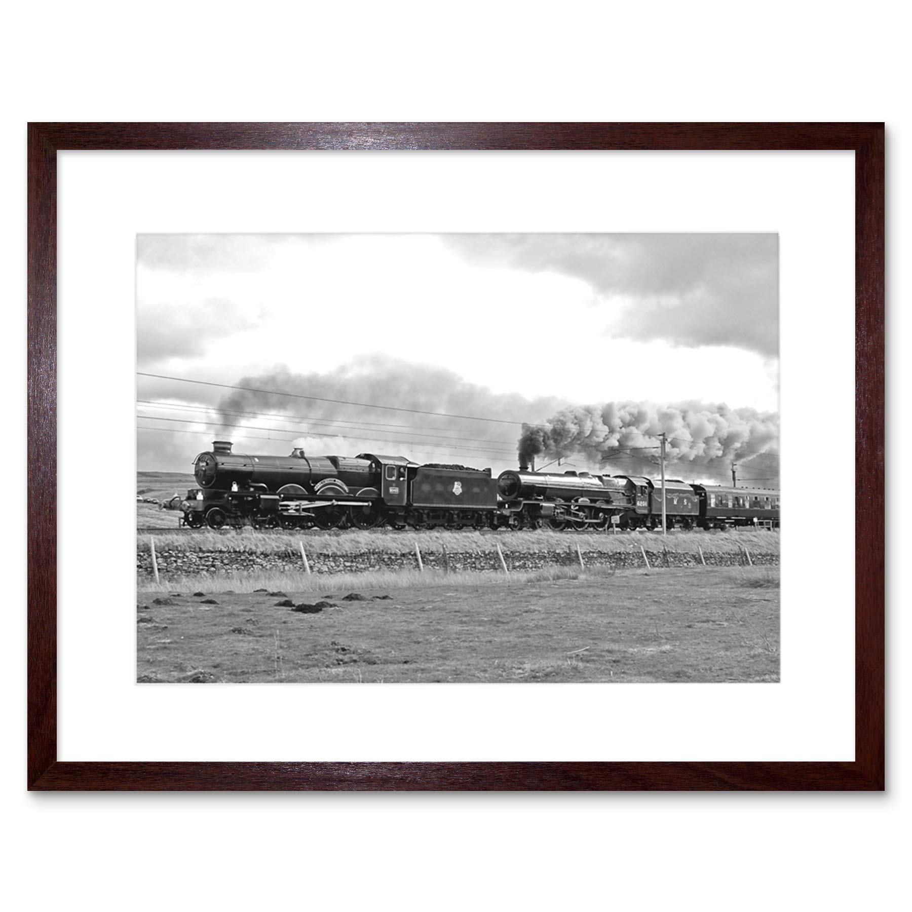Wee Blue Coo Photo Black Whitie Train Rail Locomotive Framed Wall Art Print