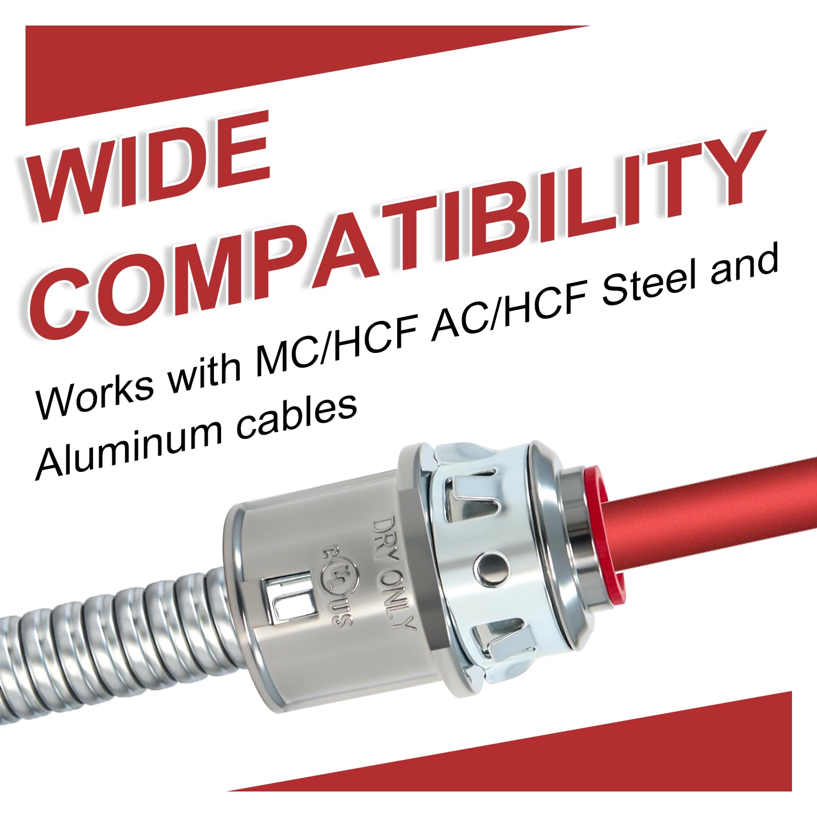 15 Pack MC Cable Connectors, 3/8" Snap in Connectors for 1/2" Knockouts — Amazon image 5