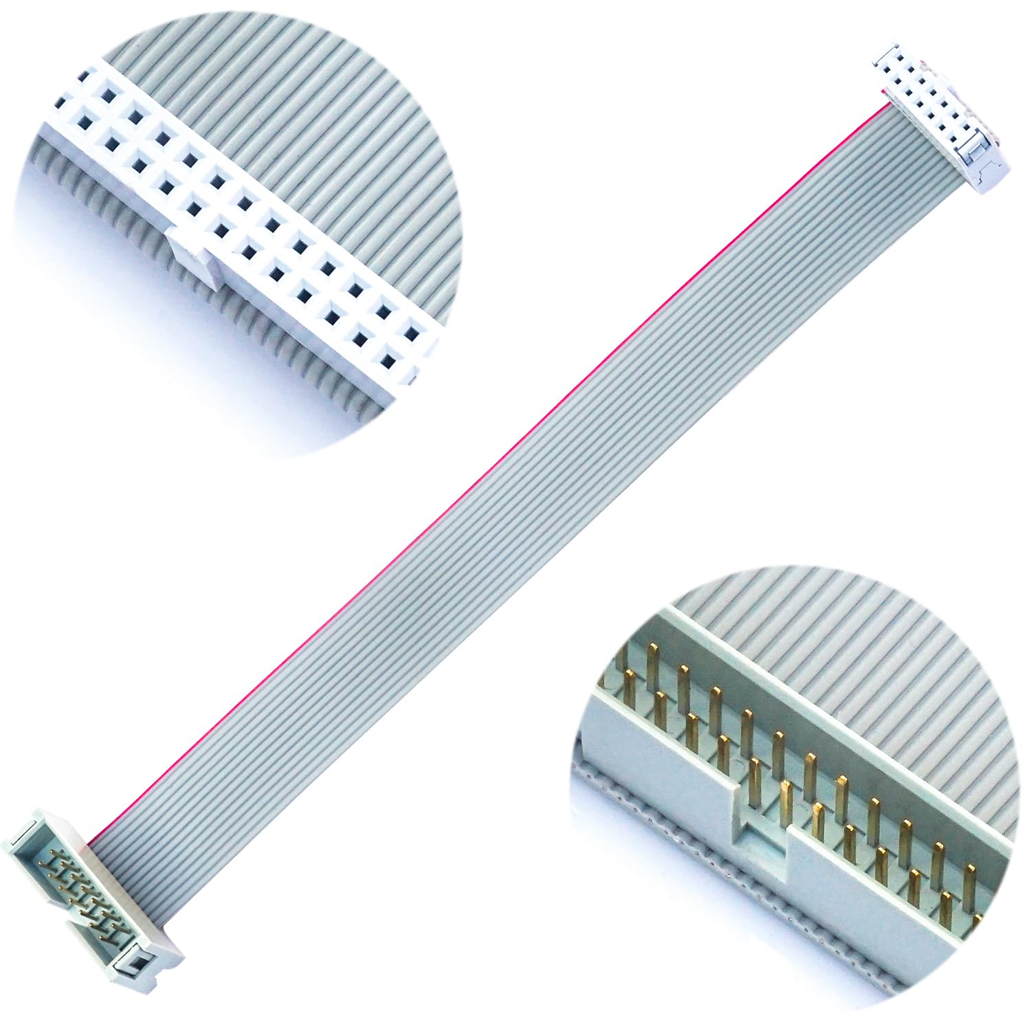 Cable plano IDC de 2,54 mm macho a hembra, conector de cable plano 14P FC 14 pines 50 cm de longitud, 2 unidades (TC-50cm-MF14P-2)