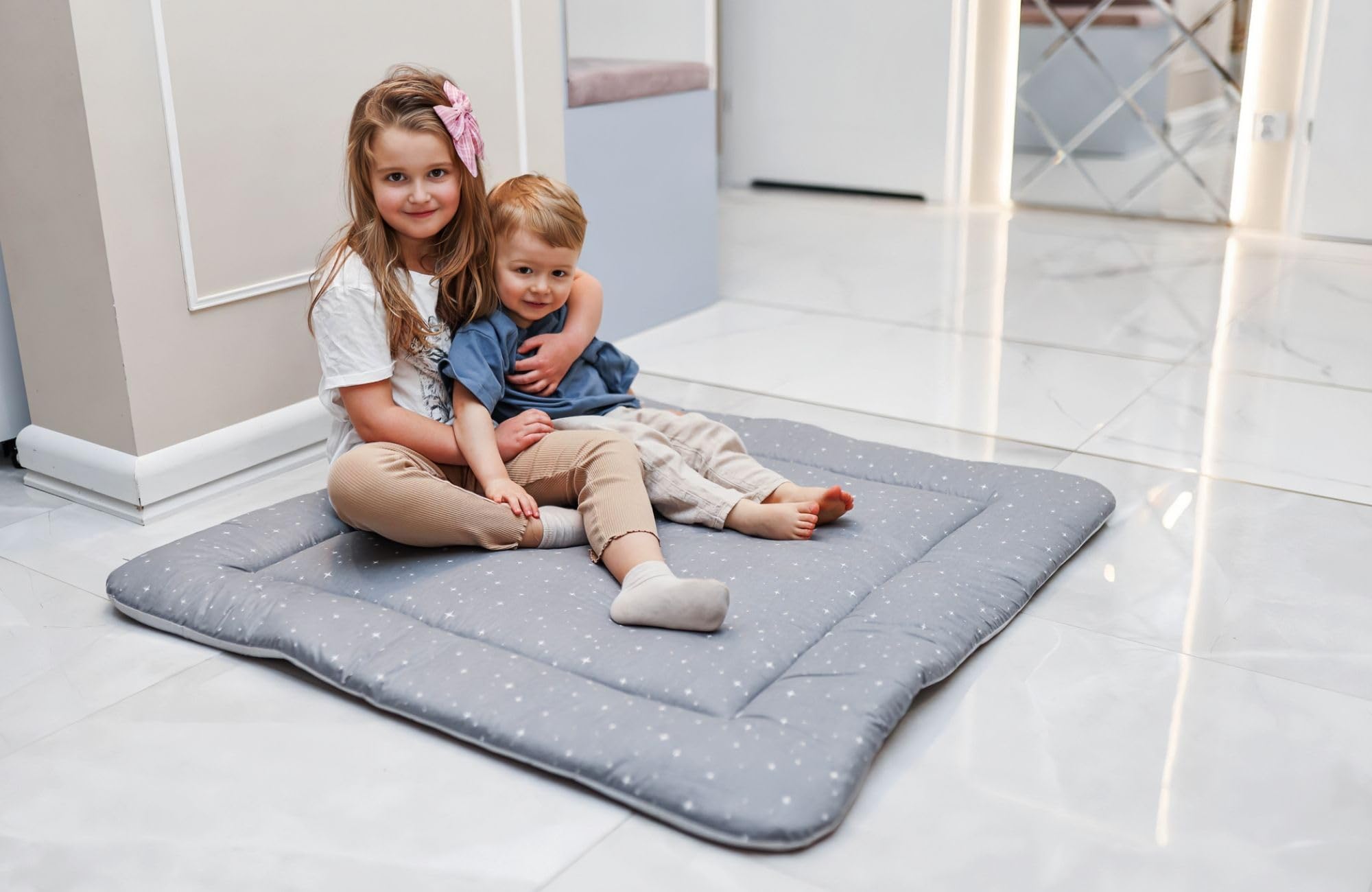 Tappeto gioco bambini per gattonare - tappeti stanza per gattonamento bimbi tappetino neonato cameretta bambina e bambino 100 cm certificazione Oeko-Tex Galassia