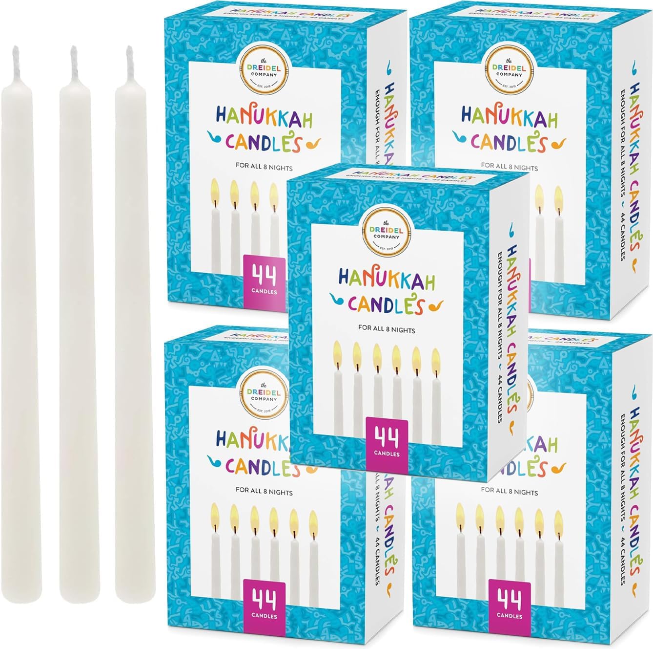 The Dreidel Company 40-Pack Menorah Candles Chanukah Candles 44 White Hanukkah Candles for All 8 Nights of Chanukah