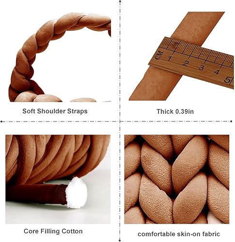 Miniatura 4 de Bolsas de mano tejidas a mano para mujer, bolso de hombro de punto de hilo grueso, bolso trenzado hecho a mano