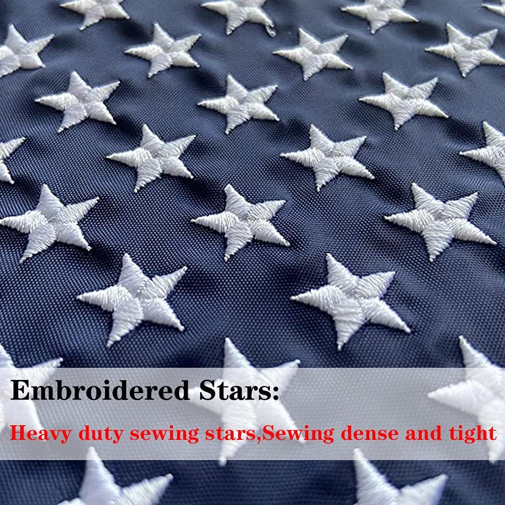 Jayus Embroidered Star Small Double Sided American Boat Flag 12.5x18 whith 4 clips- Seven Stripes Nylon US Boat Flag with Two Brass Grommets Perfect for Car Truck Bike - Image 4