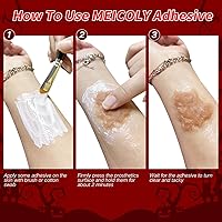 Vista 12 de MEICOLY Kit de maquillaje de efectos especiales SFX de 3 piezas, masilla de nariz falsa, cera de cicatrices, gel de costra de sangre falsa, oscuro