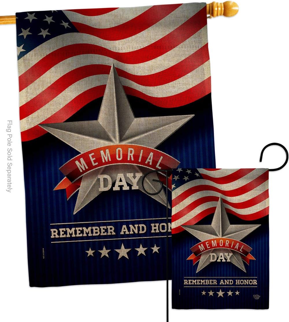 Memorial Day Star House Flag Americana Armed Forces Military Veteran United State American Small Decorative Gift Yard Banner Double-Sided Made In USA 28 X 40