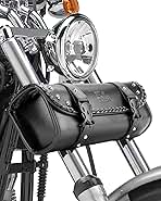 KEMIMOTO Motorcycle Tool Fork Bag PU Leather Universal Saddlebag for Front Fork Handlebar Sissybar Storage Pouch Motorcycle Roll Bag