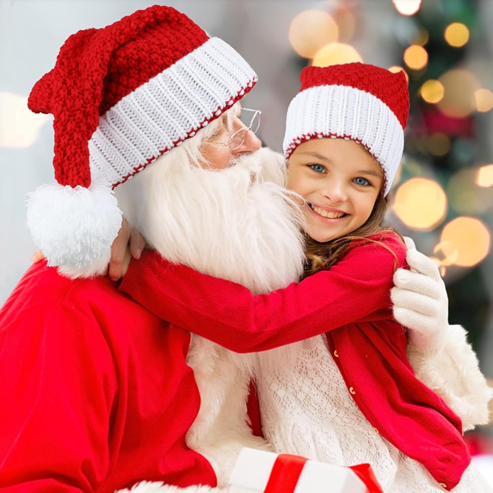 Bonnet Long De Père Noël Adulte Avec Paillettes - Bonnet De Fête En Peluche Pour Noël Et Déguisement