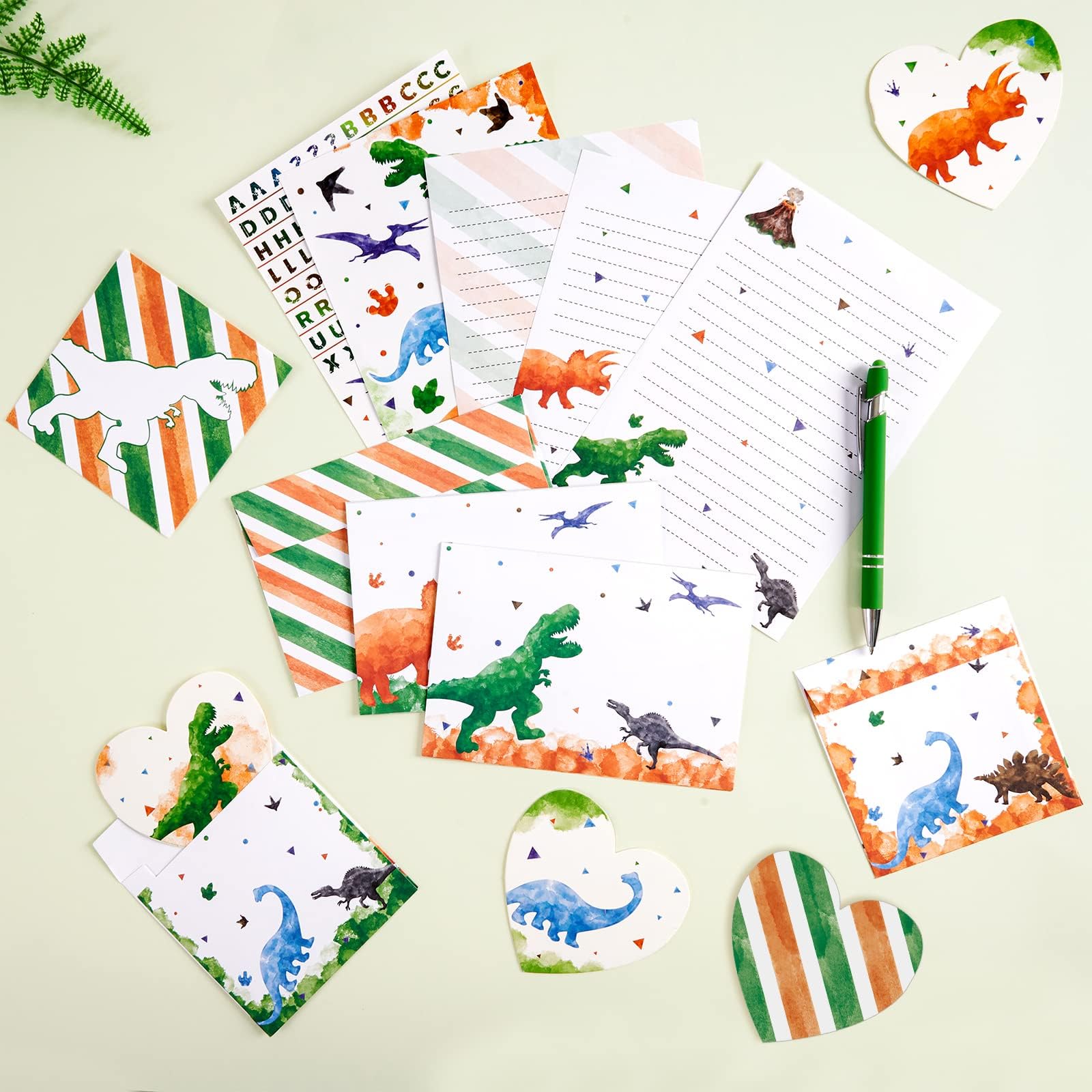WERNNSAI 69 PCS Stationery Letter and Envelopes, Dinosaur Kids Stationery Set, Letter Writing Paper and Envelope Set Christmas Birthday Gifts for Boys