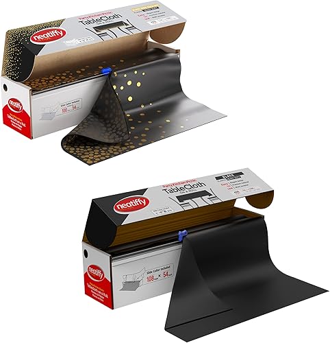 Neatiffy Rollo de mantel de plástico desechable de 54 pulgadas x 100 pies con cortador deslizante  Cubierta impermeable para mesas rectangulares,