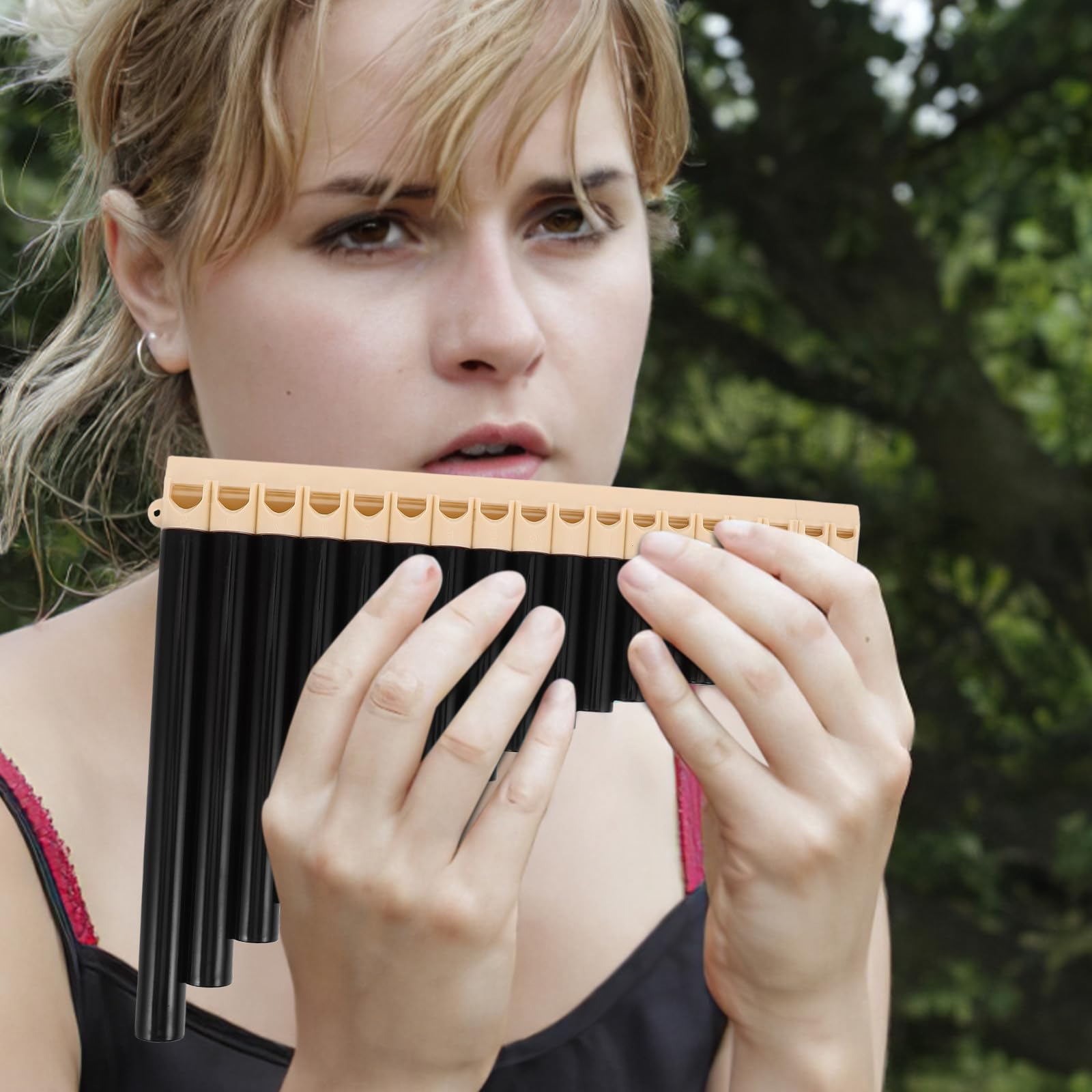 Toyvian Flûte de Pan 16 Tubes en Bois Naturel, Instrument Traditionnel Chinois pour Débutants et Étudiants, Flûte de Pan Portable pour Apprentissage et Enseignement Musical en Milieu