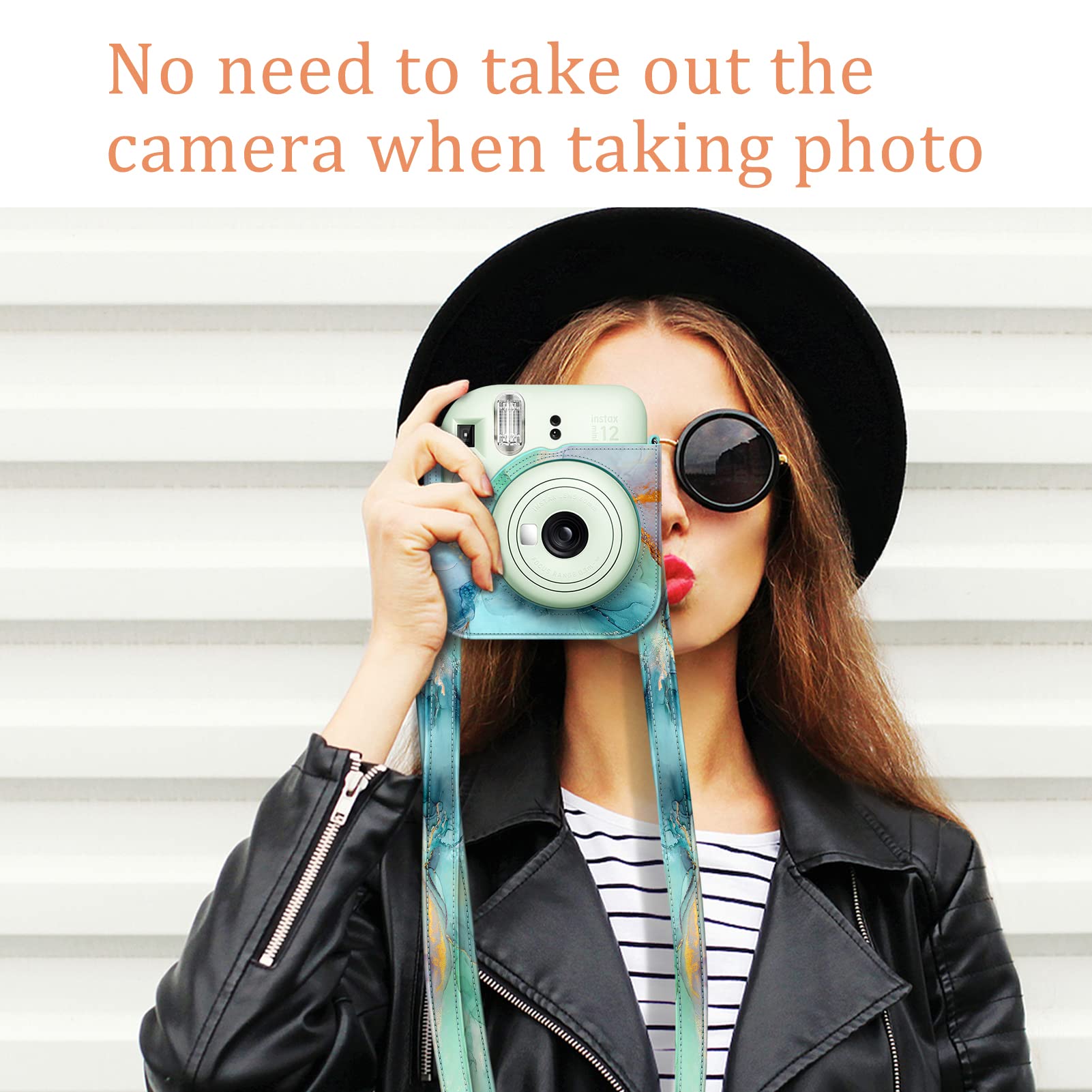 FINTIE Pokrowiec kompatybilny z Fujifilm Instax Mini 12 Aparat Błyskawiczny - Torba na aparat fotograficzny ze sztucznej skóry Pokrowiec na aparat fotograficzny Torba z odpinanym paskiem na ramię, | Pokrowiec ochronny ze sztucznej skóry premium z odpinany