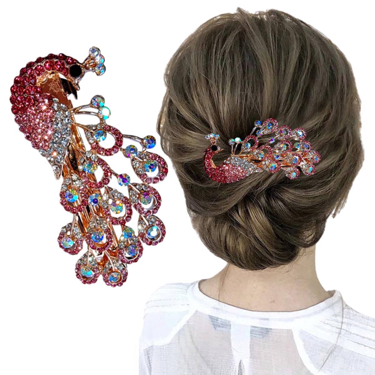Amazon.com : Yusier Peacock Rhinestone Hair Clip Decorative  display picture 2