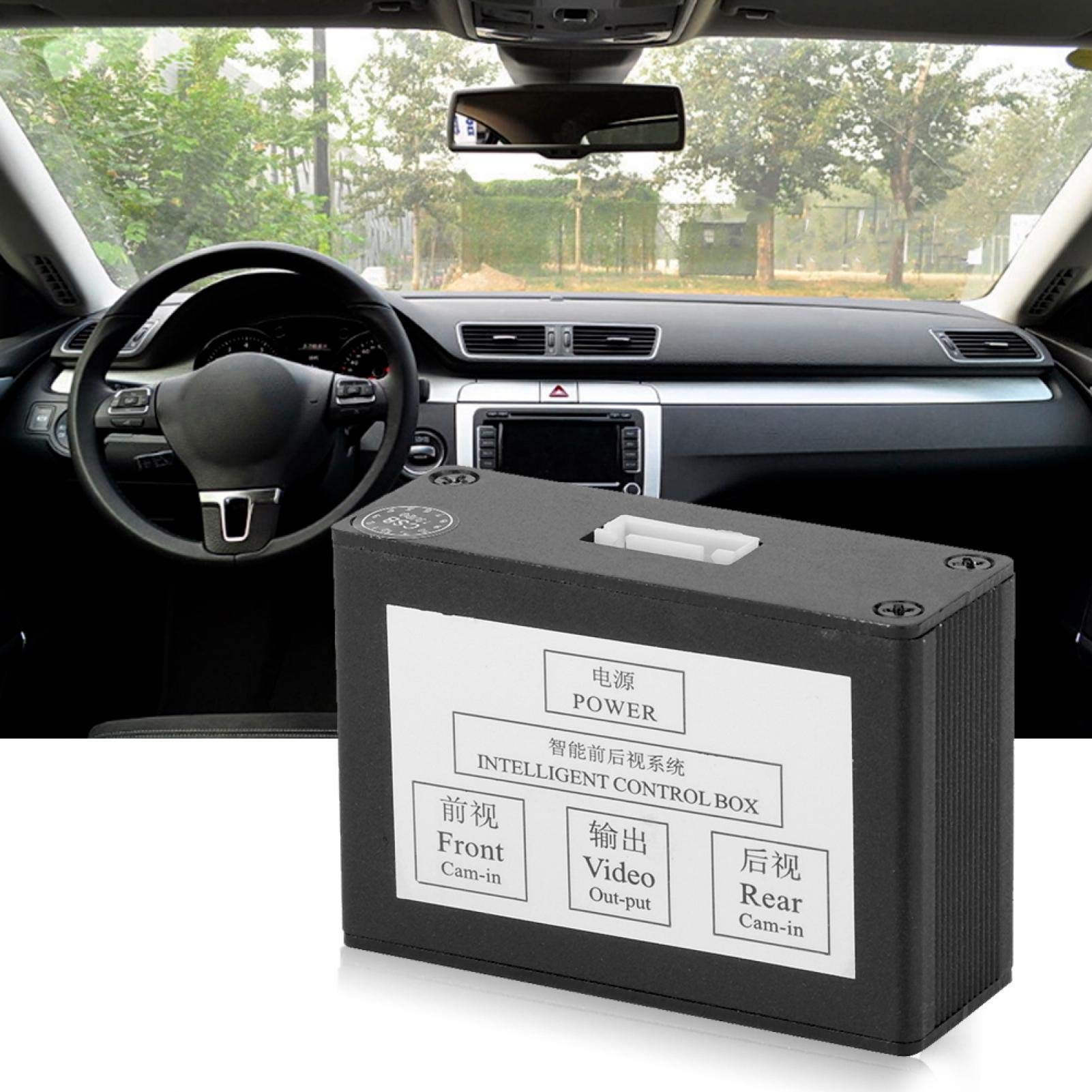 Konwerter Kamery Samochodowej, Konwerter Kamery Parkowania Samochodu ze Stopu Cynku Smart Car Front View Video Switch Box Adapter do Sterowania Kanałem Kamery Samochodowej
