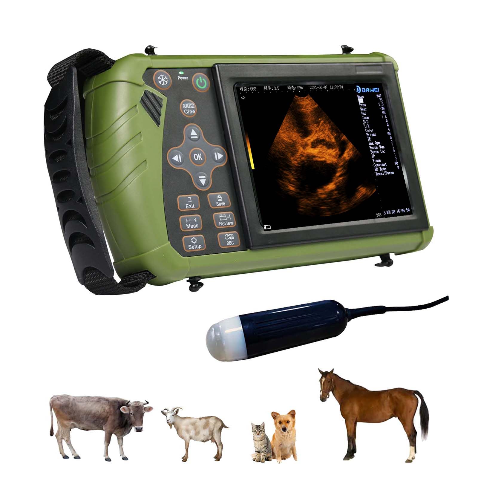DAWEI S1 Ultrasound Machine with 3.5MHz Mechanical Convex Probe for Animal | Portable Lightweight Veterinary Ultrasound Scanner machine for Pigs,Sheep,Goats,Dog use