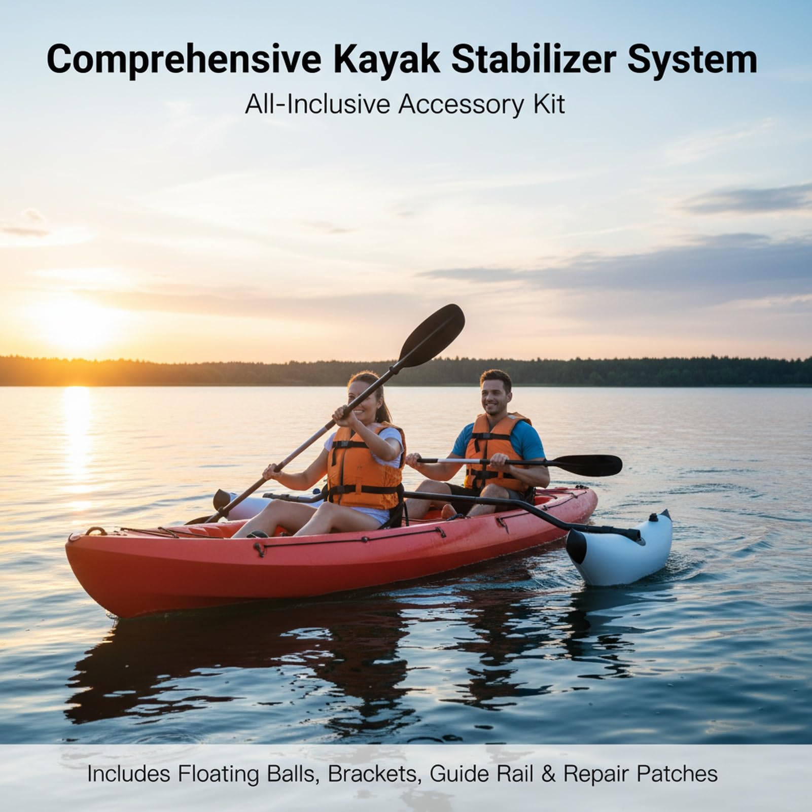 Accessoires de canoë en PVC - Kit stabilisateur gonflable pour kayak et rameur - Pour une utilisation facile