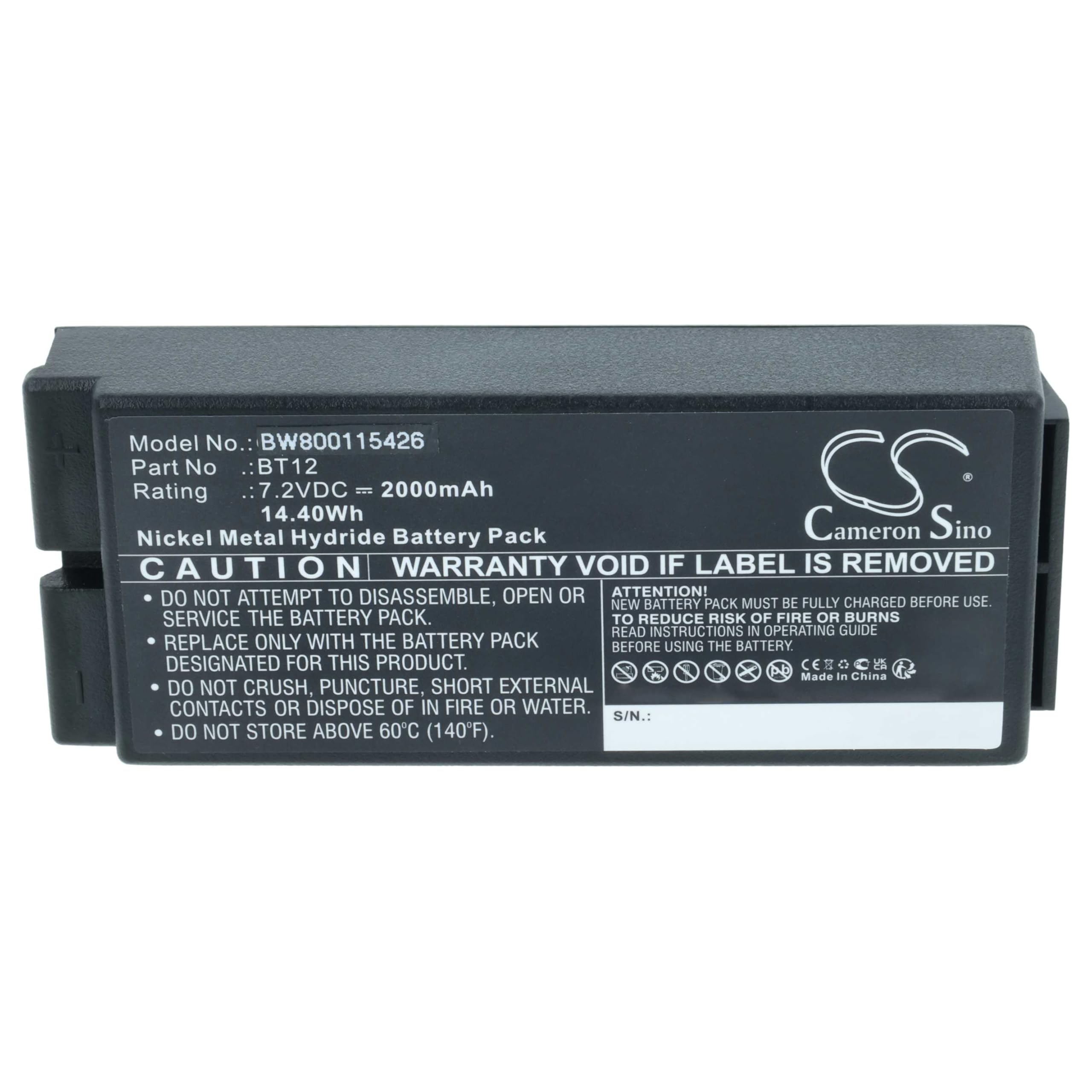 vhbw 2X batería reemplaza Ikusi BT12, 2303696 para Mando a Distancia Industrial (2000 mAh, 7,2 V, NiMH) - Negro