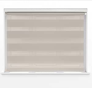LazBlinds No Drill Cordless Zebra Blinds For Indoor Windows, Dual Layer Light Control Roller Shades For Day And Night, Light Filtering Sheer Shades For Home, 29" W X 72" H, Grey