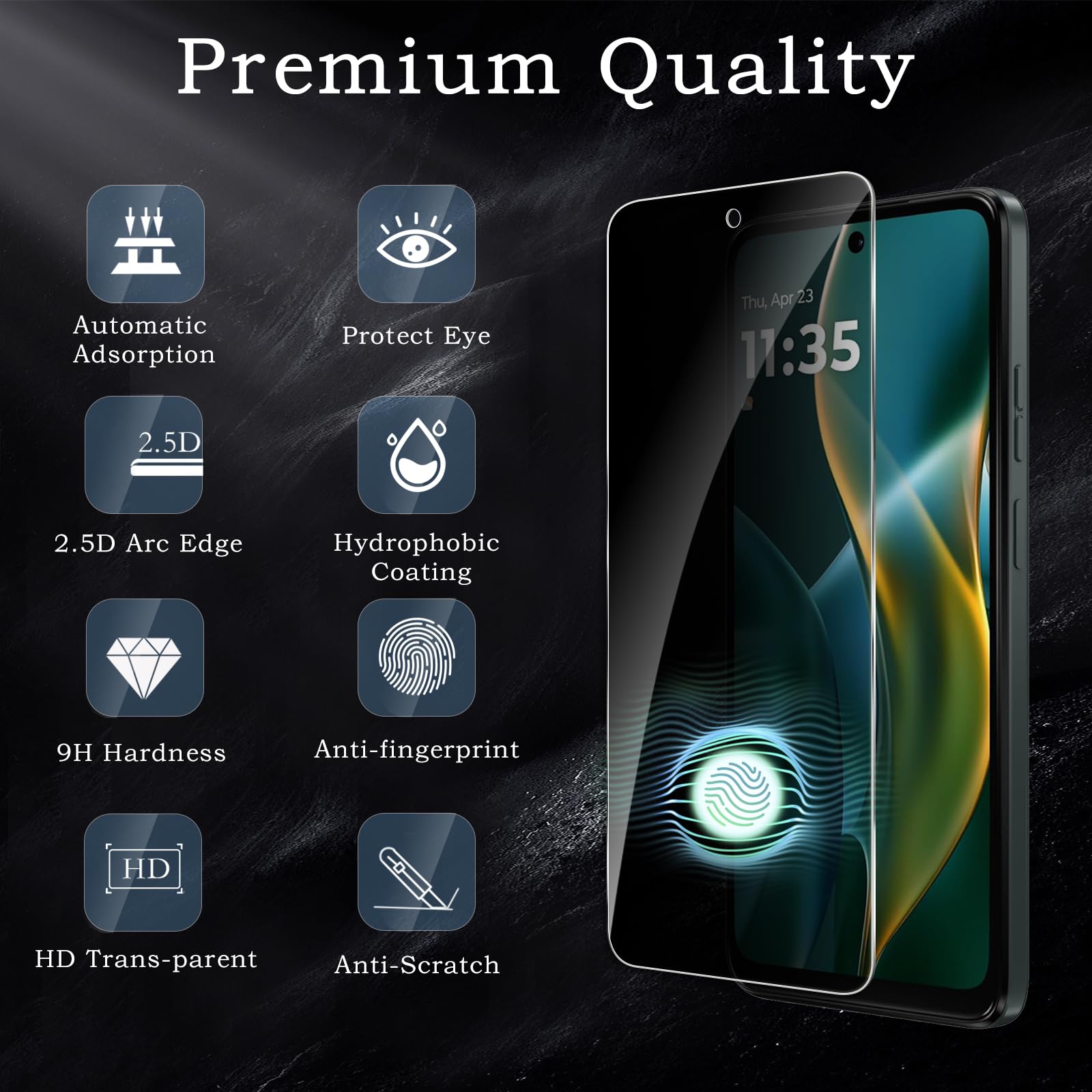 Pellicola protettiva per la privacy per Motorola Moto G 5G 2025, accessori in vetro temperato infrangibile, pellicola in vetro temperato anti spia, compatibile con custodie, ultra resistente, durezza
