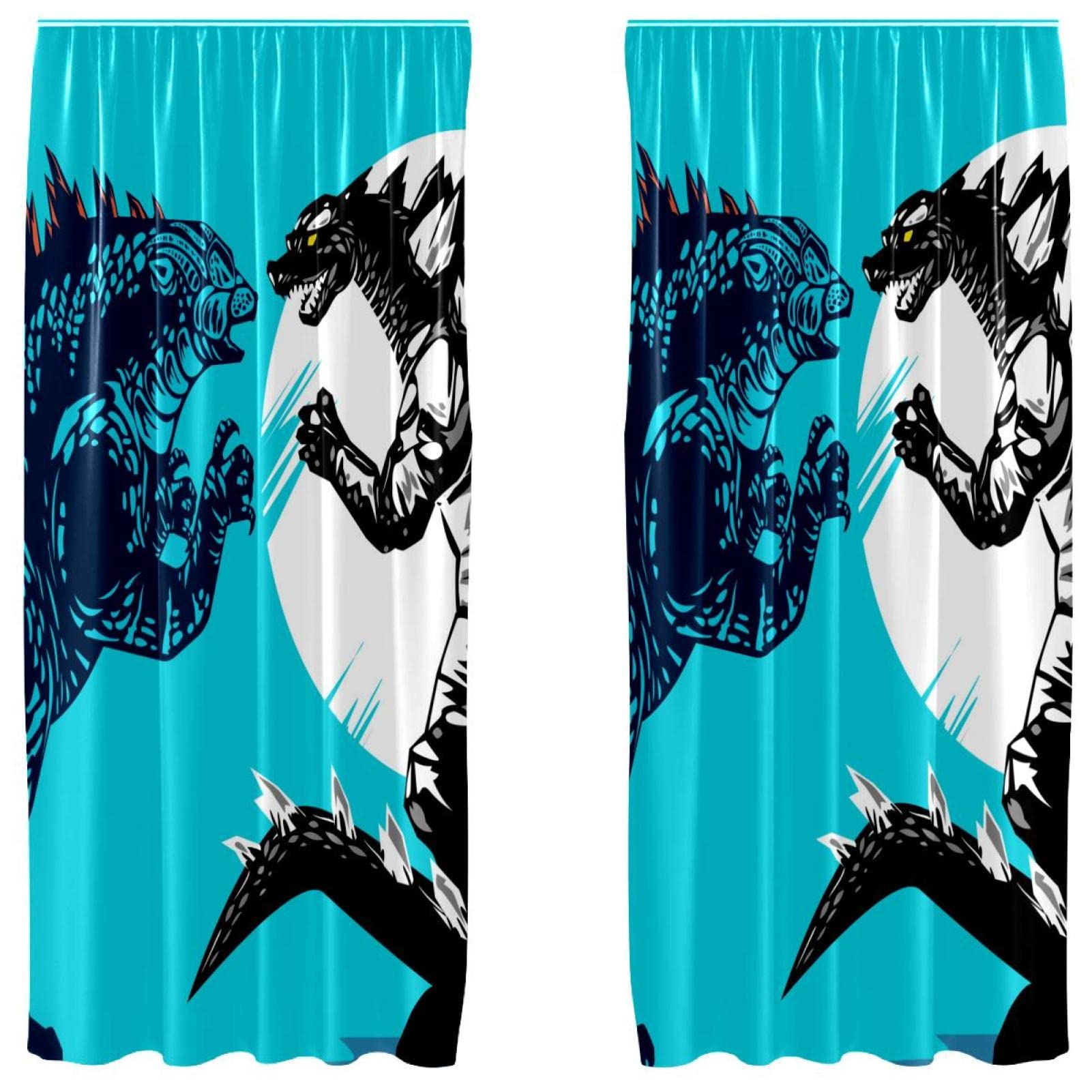 Juego de 2 paneles infantiles de dinosaurios azules para dormitorio de 55 x 84 pulgadas.