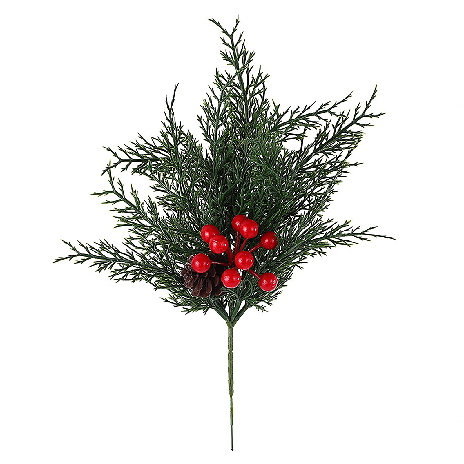 HYLYING 10 PCS Artificial Pine Branches Faux Cedar Sprigs with Pinecones Branch Fake Greenery Pine Picks for Christmas Holiday Winter Home Garden Decor