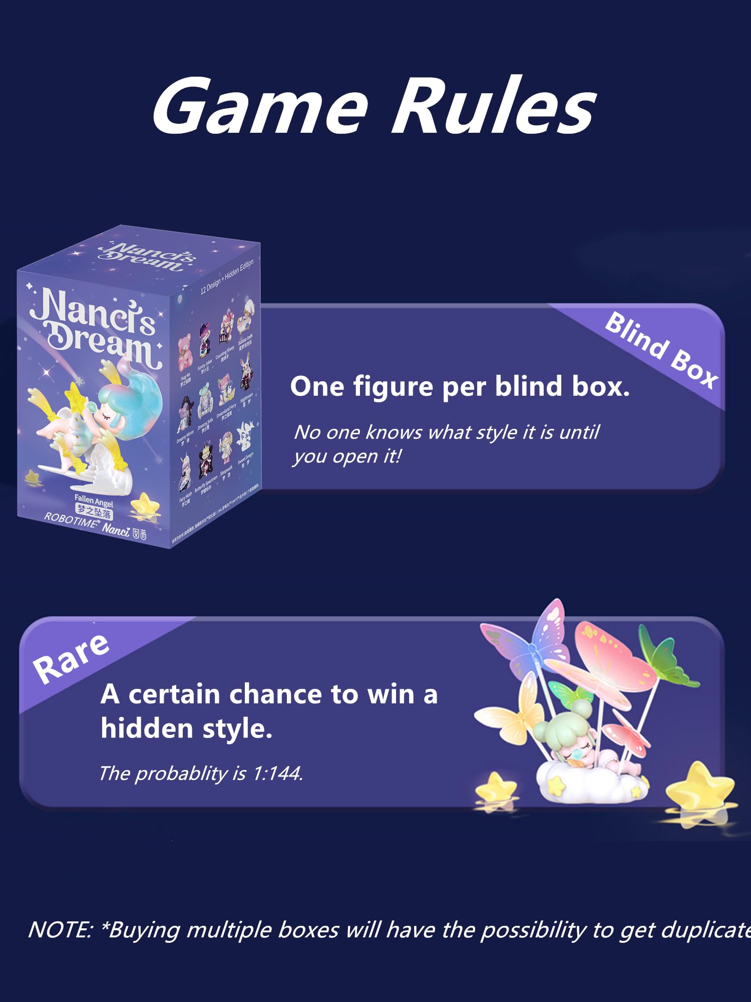 ROBOTIME Action Figure Surprise Nanci Blind Box Popular Toy Collectible Art Toy Exclusive Kawaii Fantastic Creative Gift Room Decor Desktop Cute Figure, for Christmas Birthday Party Holiday (Dream)