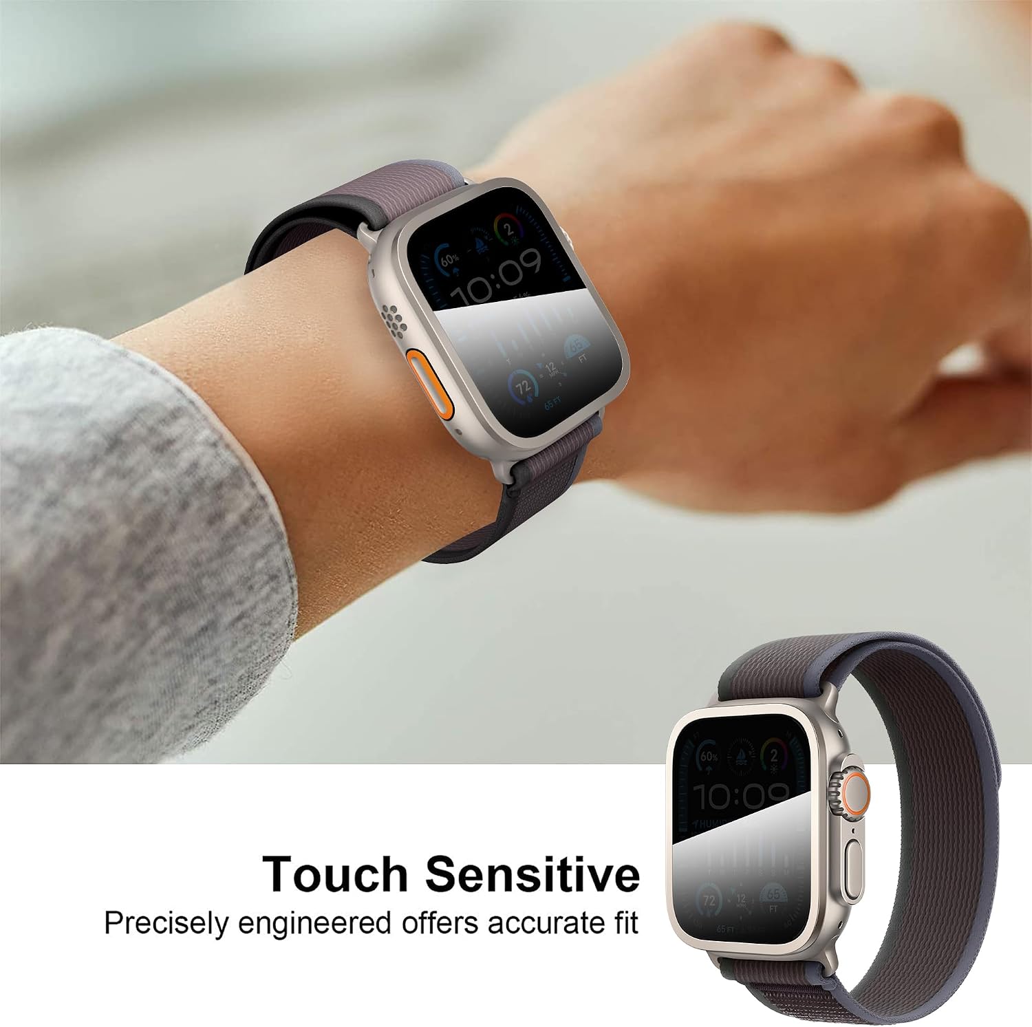 Suoman 2-Pack for Apple Watch Ultra 3/2/1 49mm Privacy Screen Protector, [Anti-peeping] Tempered Glass Ultra-Thin Full Coverage protective film -Titanium+Titanium
